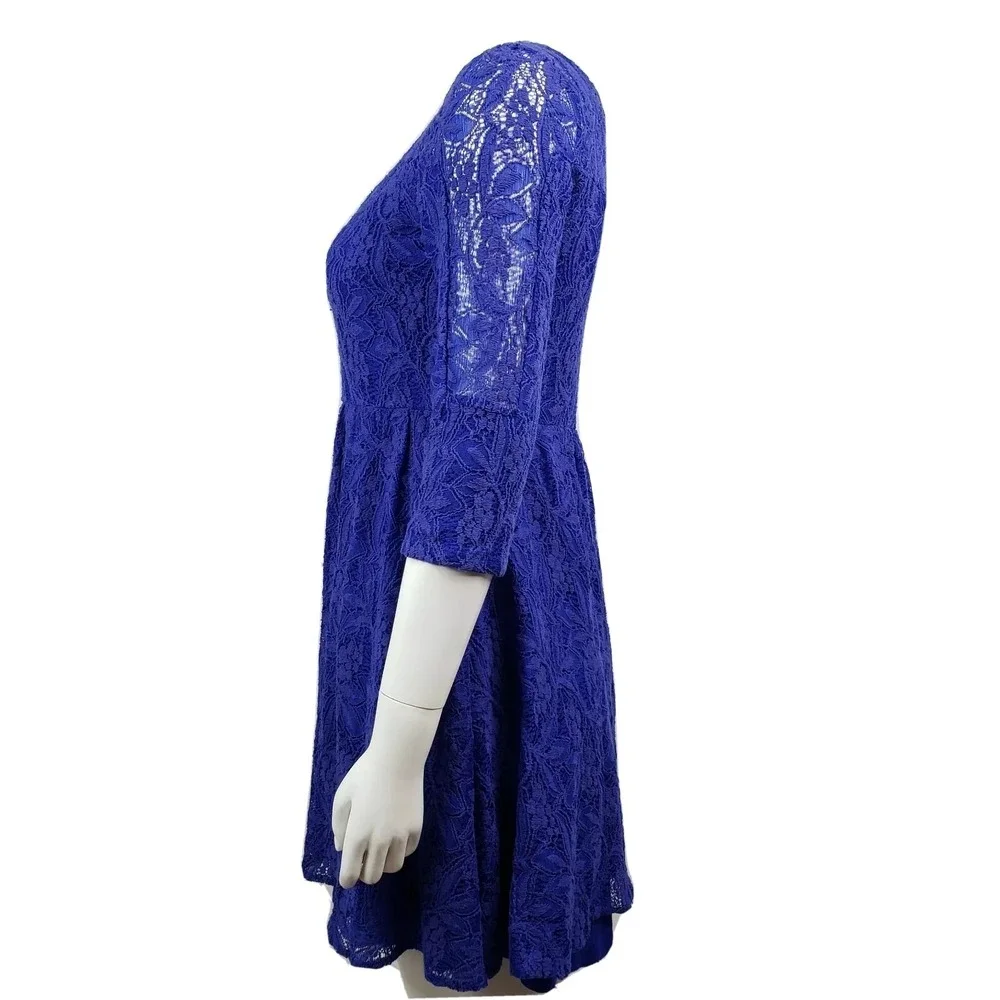 Free People Dress Womens Size XS Blue Lace Long Sleeve Shake It Up Festival Boho